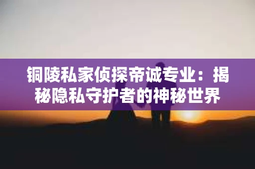 铜陵私家侦探帝诚专业：揭秘隐私守护者的神秘世界