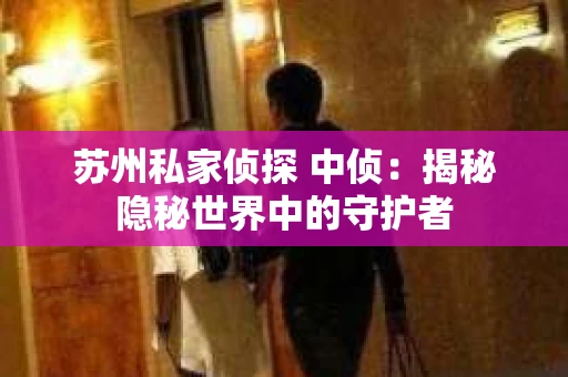 苏州私家侦探 中侦：揭秘隐秘世界中的守护者