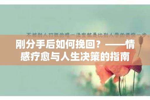 刚分手后如何挽回？——情感疗愈与人生决策的指南